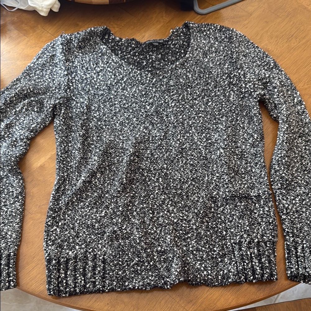 Eileen Fisher Black and White Scoop Neck Sweater